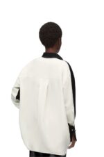 Loewe Women Tunic shirt in silk 206XF935 White/Black - Image 3