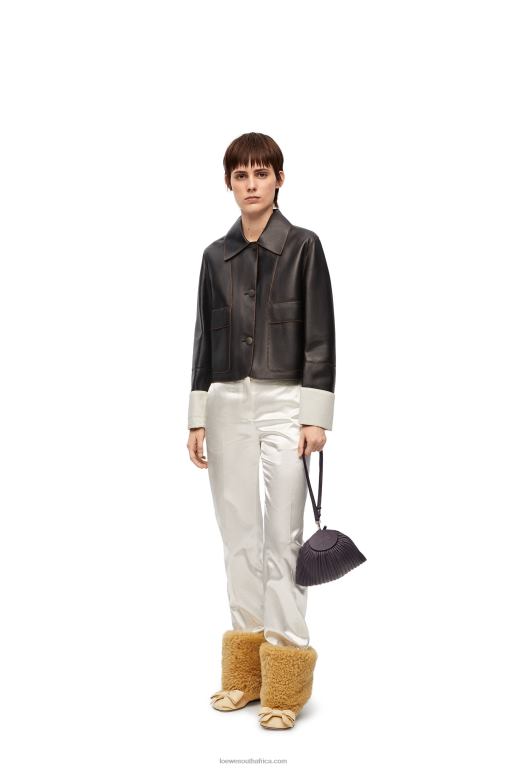 loewe_women_turn_up_jacket_in_nappa_lambskin_206xf1134_black.jpg Loewe Women Turn-up jacket in nappa lambskin 206XF1134 Black - Image 1