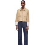 Loewe Women Turn-up jacket in suede 206XF1135 Gold