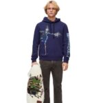 Loewe Women Turnip Head hoodie in cotton 206XF844 Navy Blue