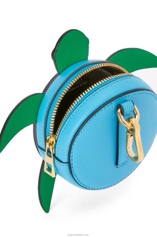 Loewe Women Turtle Cookie pouch in classic calfskin 206XF617 Blue/Green - Image 4