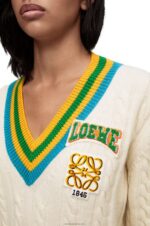 Loewe Women Varsity sweater in wool 206XF964 Soft White - Image 4