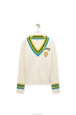 Loewe Women Varsity sweater in wool 206XF964 Soft White - Image 5