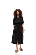 Loewe Women Workwear midi dress in linen 206XF1059 Black - Image 2