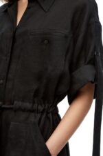 Loewe Women Workwear midi dress in linen 206XF1059 Black - Image 4