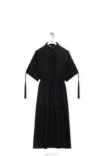 Loewe Women Workwear midi dress in linen 206XF1059 Black - Image 5