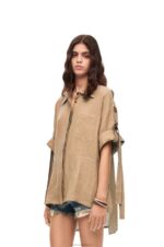 Loewe Women Workwear shirt in linen 206XF863 Taos Taupe - Image 2