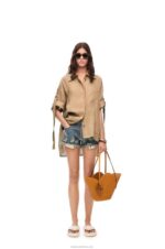 Loewe Women Workwear shirt in linen 206XF863 Taos Taupe