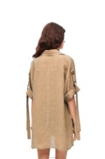 Loewe Women Workwear shirt in linen 206XF863 Taos Taupe - Image 3