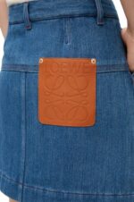 Loewe Women Workwear skirt in denim 206XF1161 Blue/Red - Image 4