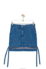 Loewe Women Workwear skirt in denim 206XF1161 Blue/Red - Image 5