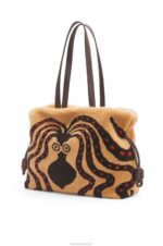 Loewe Women XL Flamenco clutch in shearling 206XF466 Beige/Chocolate - Image 3