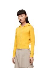 Loewe Women Zip up hoodie in knit wool 206XF804 Pale Yellow - Image 2