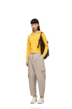 Loewe Women Zip up hoodie in knit wool 206XF804 Pale Yellow