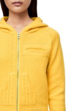 Loewe Women Zip up hoodie in knit wool 206XF804 Pale Yellow - Image 4