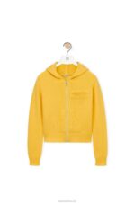 Loewe Women Zip up hoodie in knit wool 206XF804 Pale Yellow - Image 5