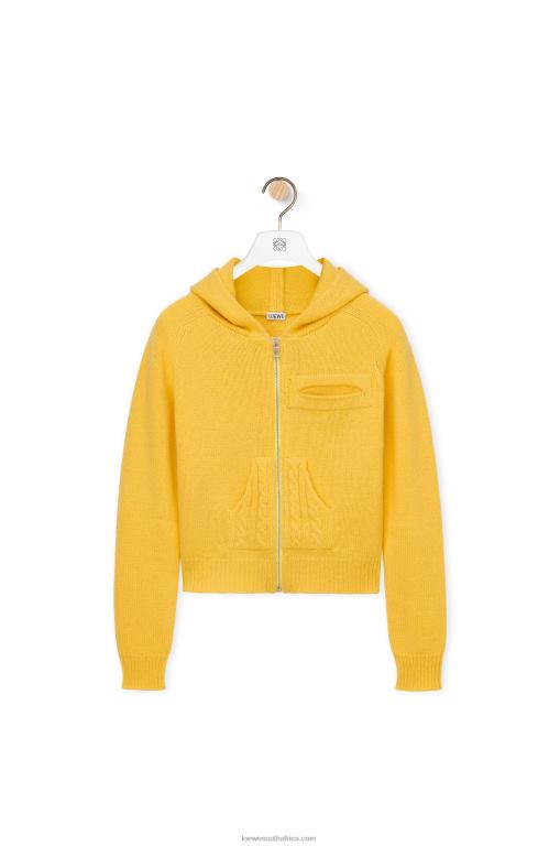 Loewe Women Zip up hoodie in knit wool 206XF804 Pale Yellow - Image 5